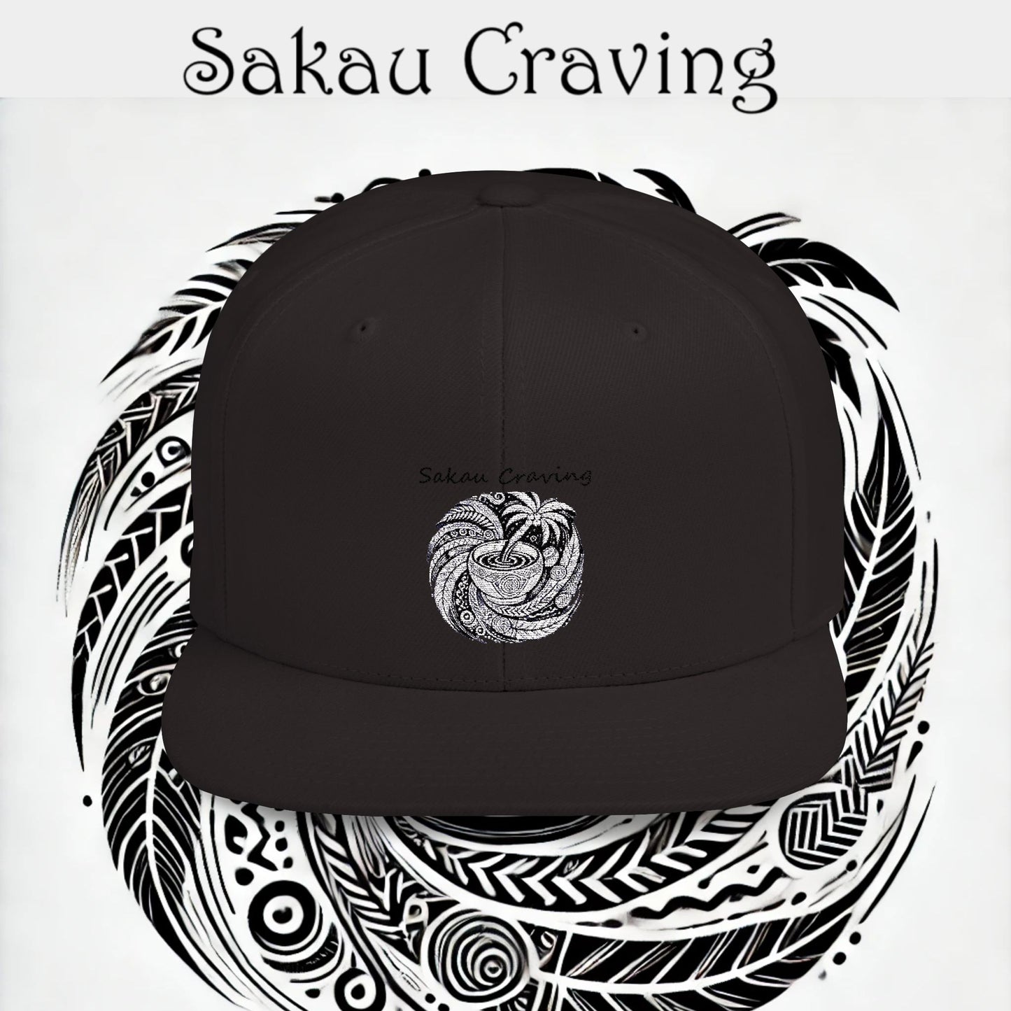 Sakau Craving Flat Bill Snapback Hat – Stylish, Unique Design for Everyday Wear