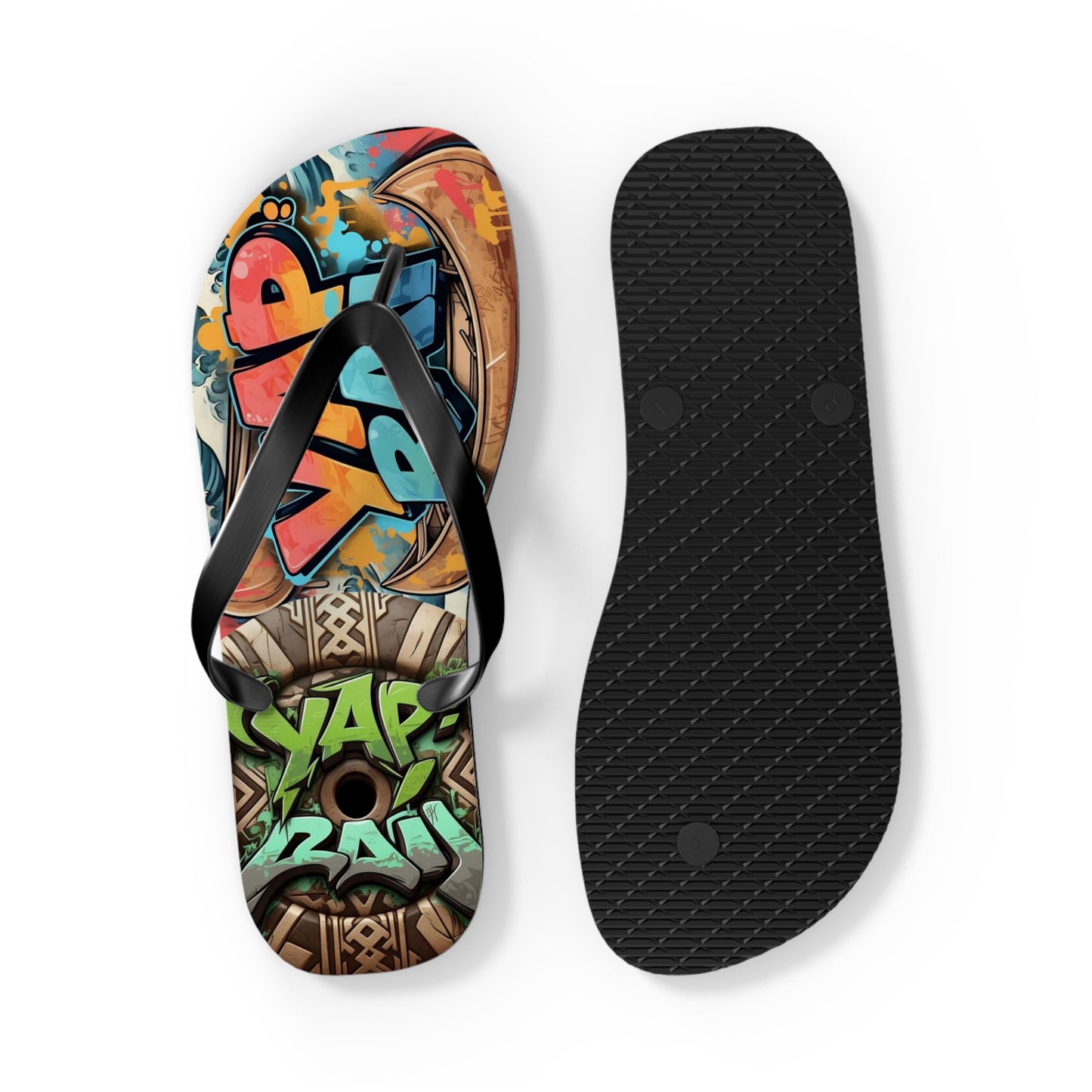 Graffiti Art Flip Flops - Vibrant Beach Footwear for Summer Fun