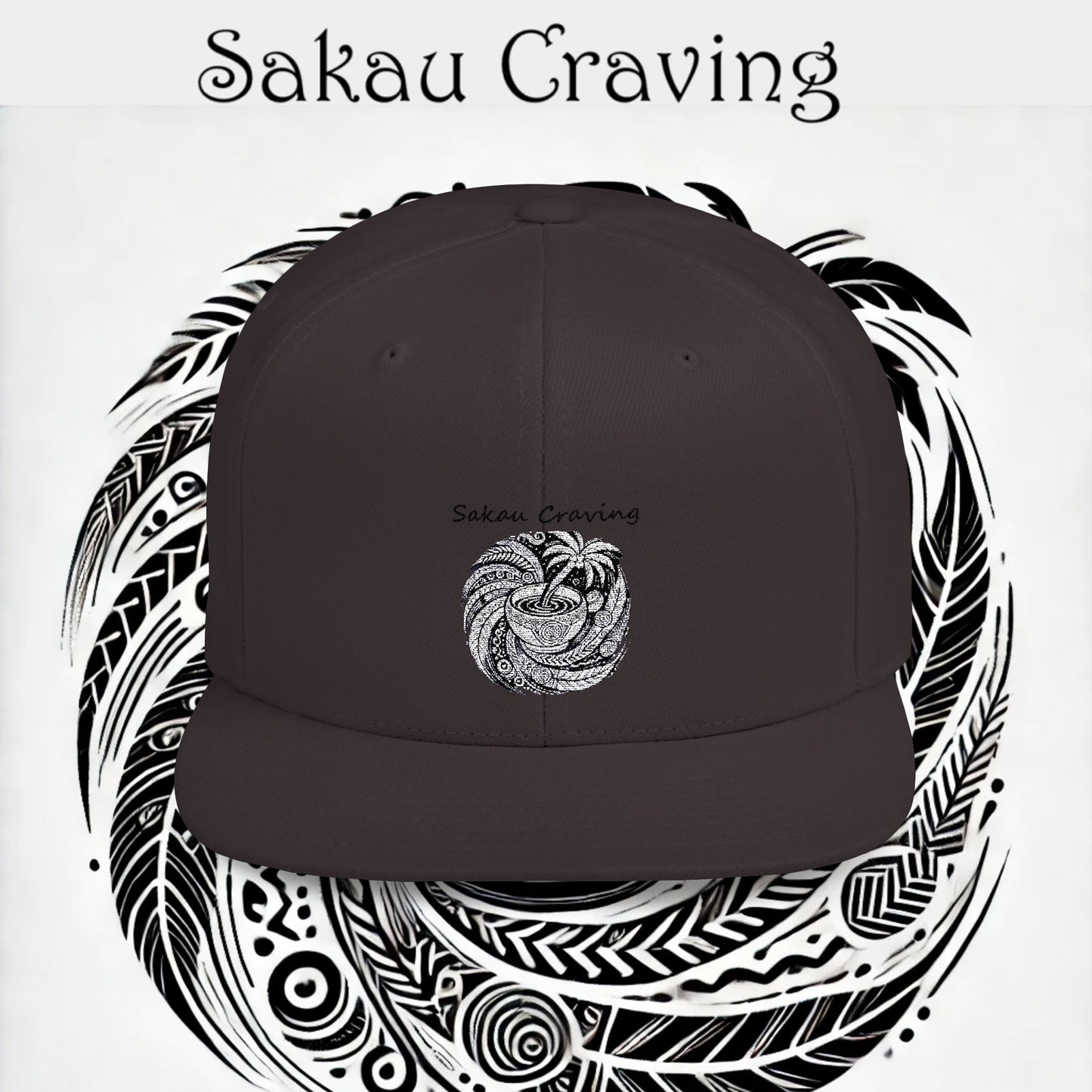 Sakau Craving Flat Bill Snapback Hat – Stylish, Unique Design for Everyday Wear