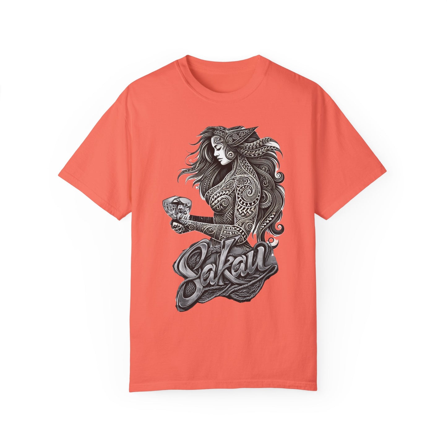 Sakau Unisex Garment-Dyed T-shirt - Bold Graphic Design for Cultural Celebrations