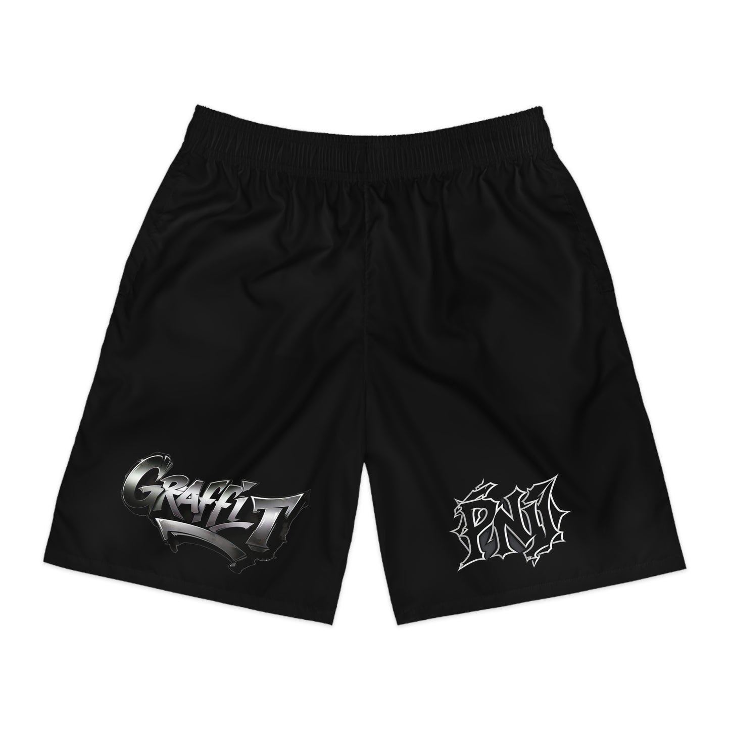 Men's Graffiti Print Jogger Shorts - Urban Streetwear Style