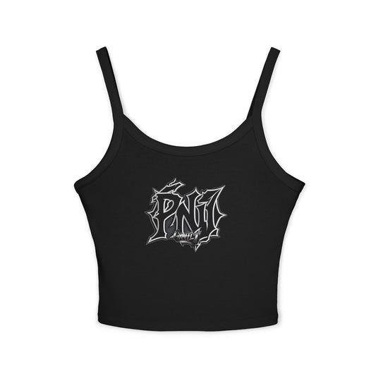 Edgy Graphic Black Spaghetti Strap Tank Top for Women | Perfect for Music Festivals & Casual Wear