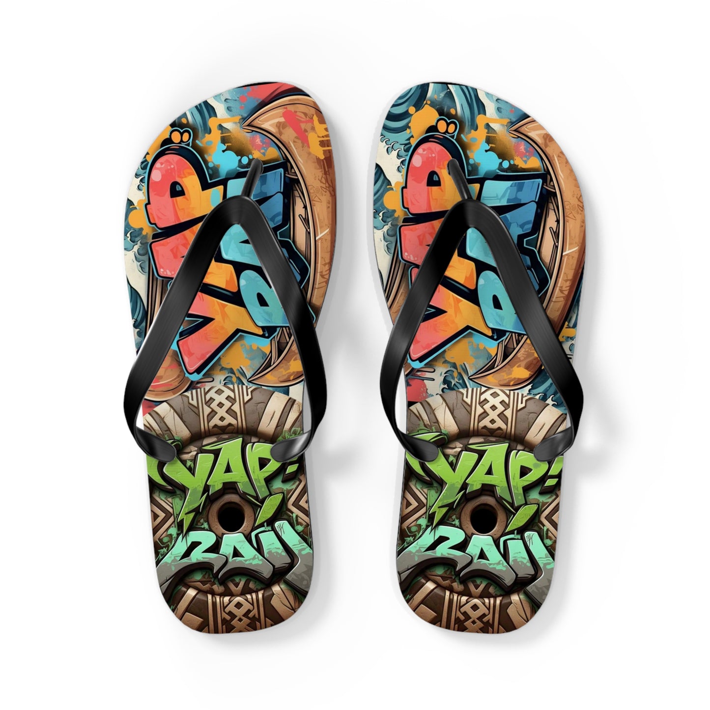 Graffiti Art Flip Flops - Vibrant Beach Footwear for Summer Fun