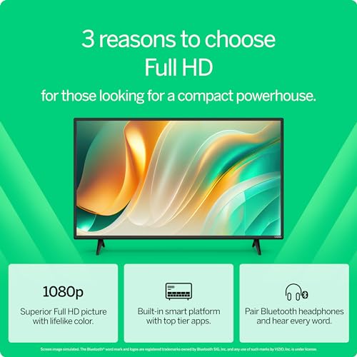 VIZIO 40-inch Full HD 1080p Smart TV with DTS Virtual: X, Alexa Compatibility, Google Cast Built-in, Bluetooth Headphone Capable, (VFD40M-08 New)