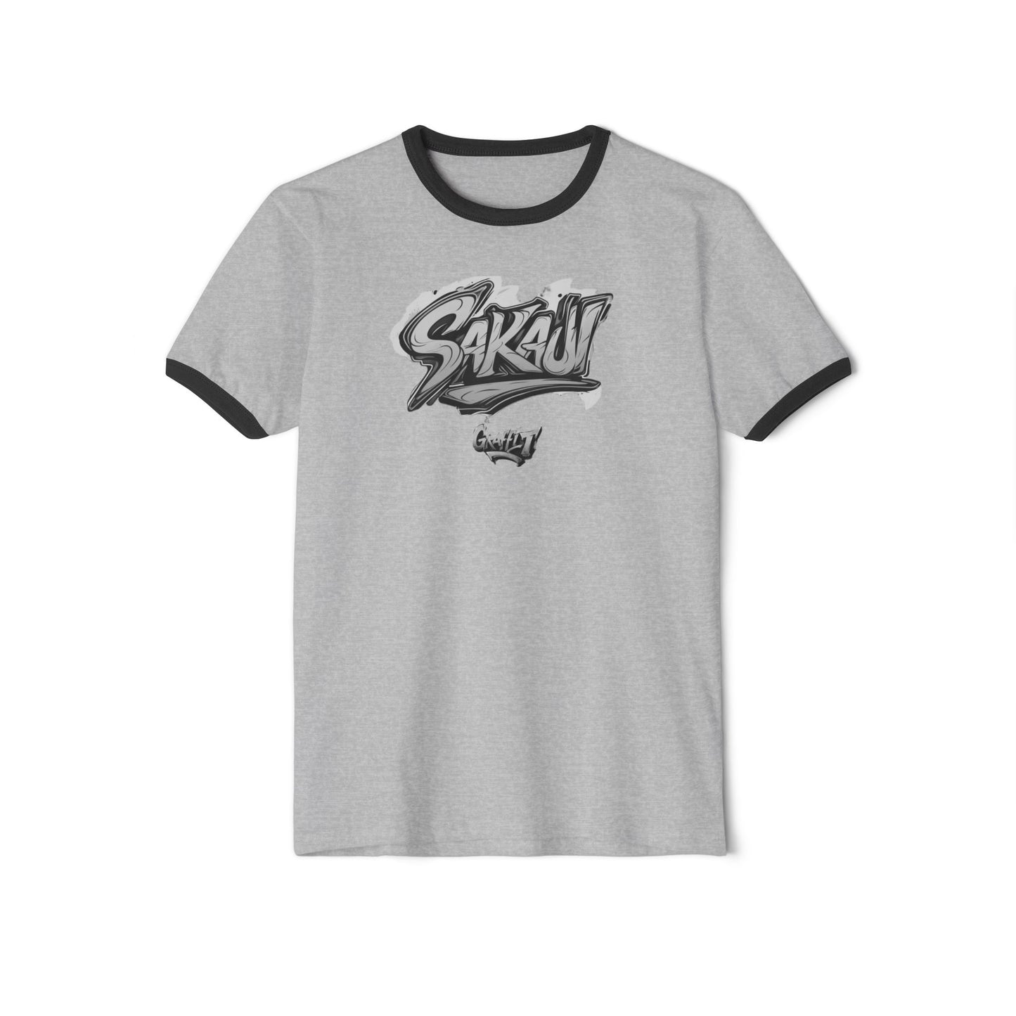 Sakau Graphic Unisex Cotton Ringer T-Shirt - Casual Streetwear Style