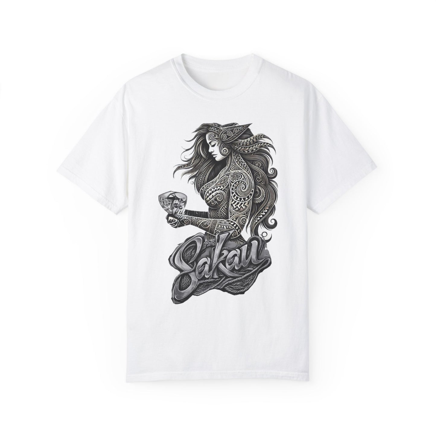 Sakau Unisex Garment-Dyed T-shirt - Bold Graphic Design for Cultural Celebrations