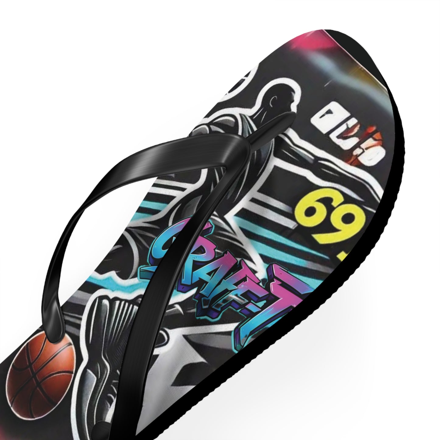 Urban Graffiti Basketball Flip Flops - Stylish Summer Footwear for Sports Lovers