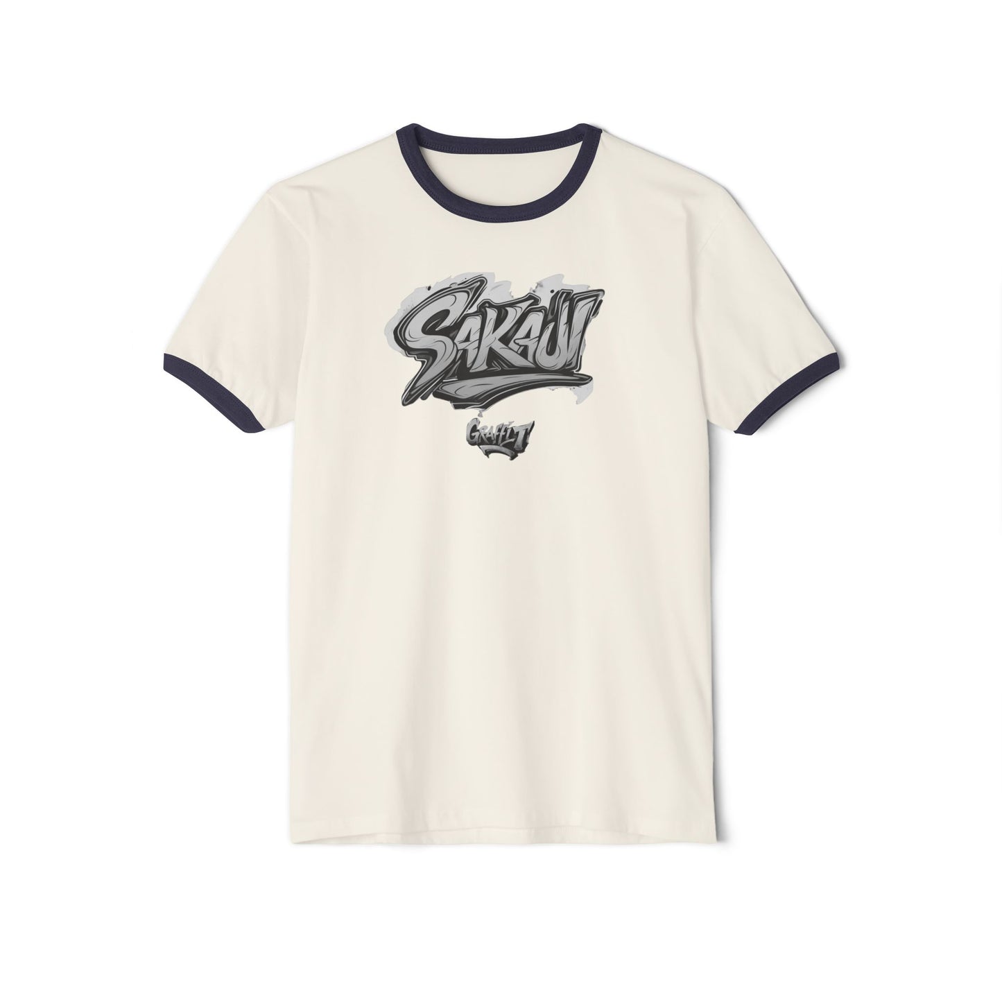 Sakau Graphic Unisex Cotton Ringer T-Shirt - Casual Streetwear Style